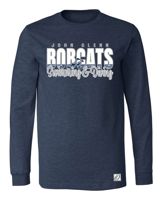 John Glenn Bobcats - 2026 Girls Swimming &amp; Diving - Bella Canvas Adult Heather CVC Long Sleeve Tee