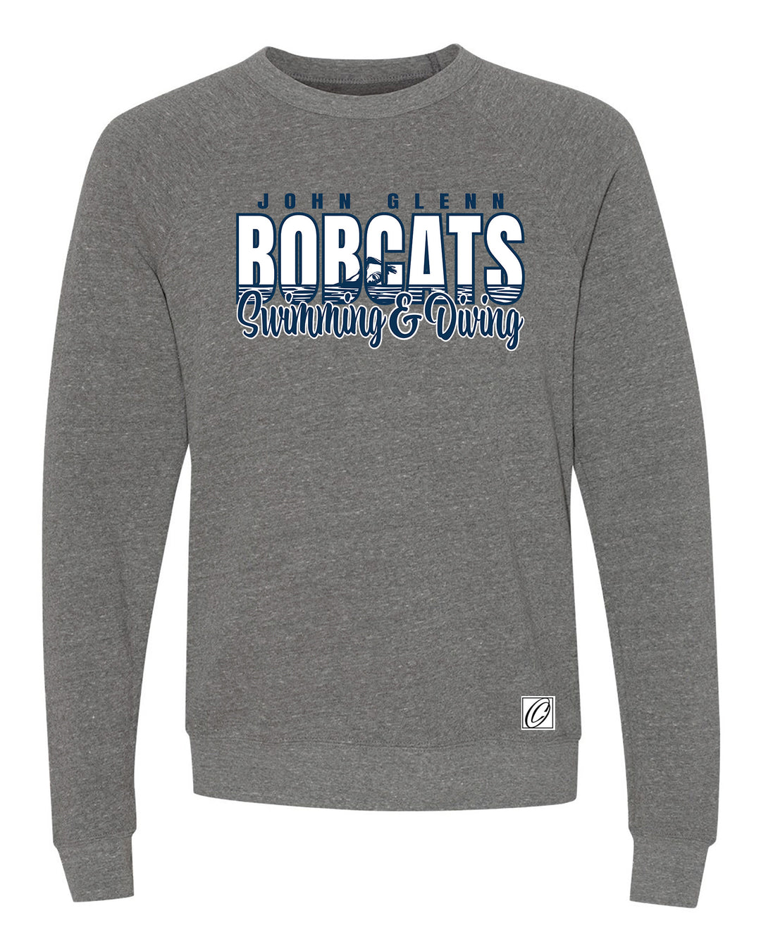 John Glenn Bobcats - 2026 Girls Swimming &amp; Diving - Bella Canvas Adult Sponge Fleece Raglan Sleeve Crewneck Sweatshirt