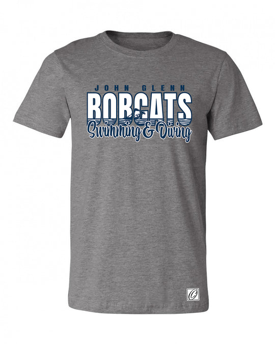 John Glenn Bobcats - 2026 Girls Swimming &amp; Diving - Bella Canvas Adult Heather CVC Short Sleeve Tee