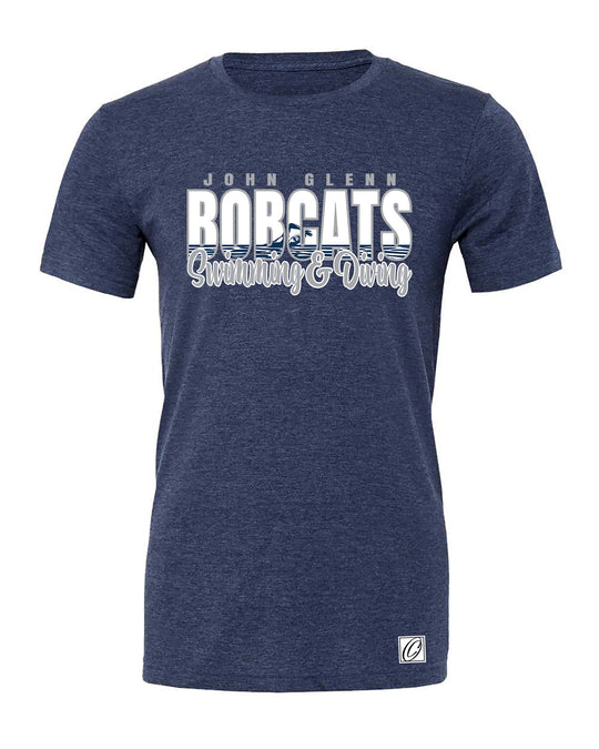 John Glenn Bobcats - 2026 Girls Swimming &amp; Diving - Bella Canvas Adult Heather CVC Short Sleeve Tee