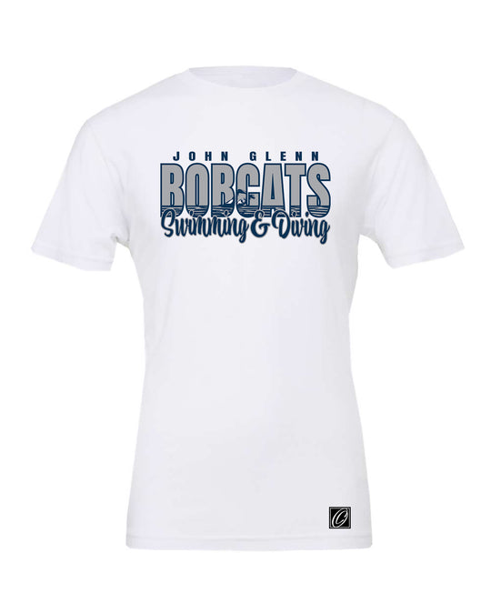 John Glenn Bobcats - 2026 Girls Swimming &amp; Diving - Bella Canvas Adult Heather CVC Short Sleeve Tee