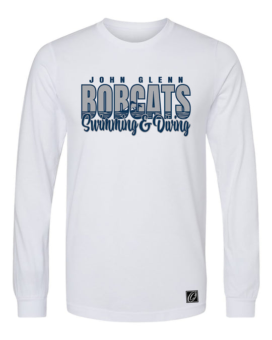 John Glenn Bobcats - 2026 Girls Swimming &amp; Diving - Bella Canvas Adult Heather CVC Long Sleeve Tee
