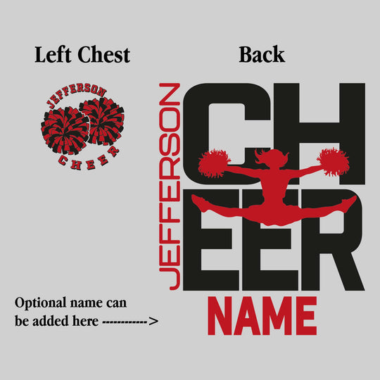 Jefferson Middle School - Cheer - Cheer Stacked with Cheerleader Silhouette