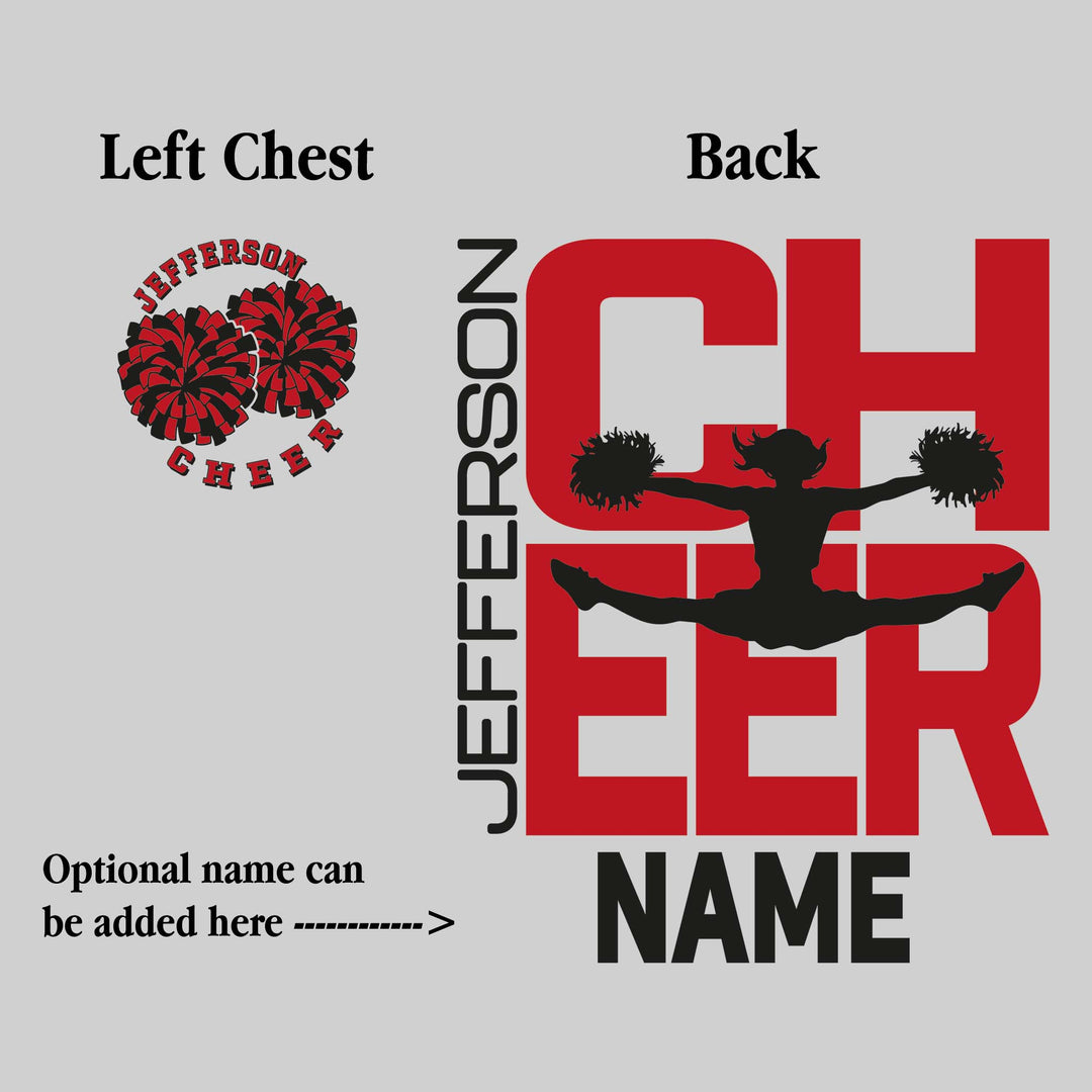 Jefferson Middle School - Cheer - Cheer Stacked with Cheerleader Silhouette