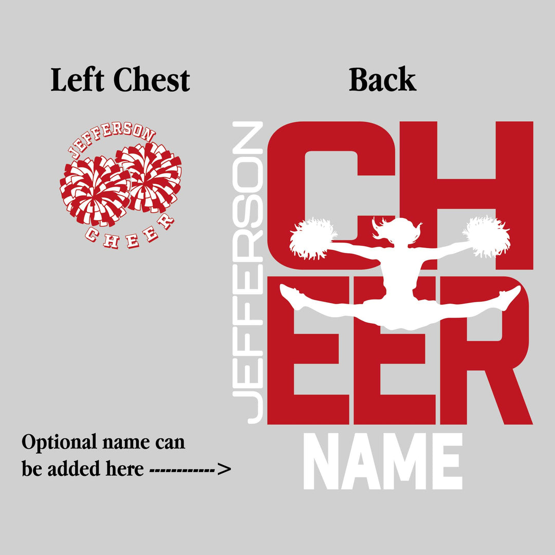 Jefferson Middle School - Cheer - Cheer Stacked with Cheerleader Silhouette