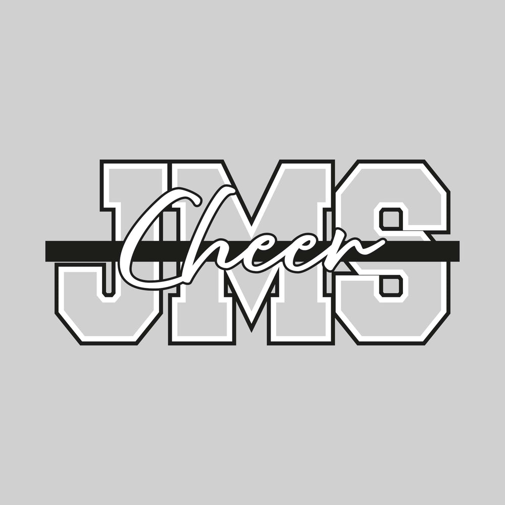 Jefferson Middle School - Cheer - JMS Outlined with Cursive Cheer and Color Bar