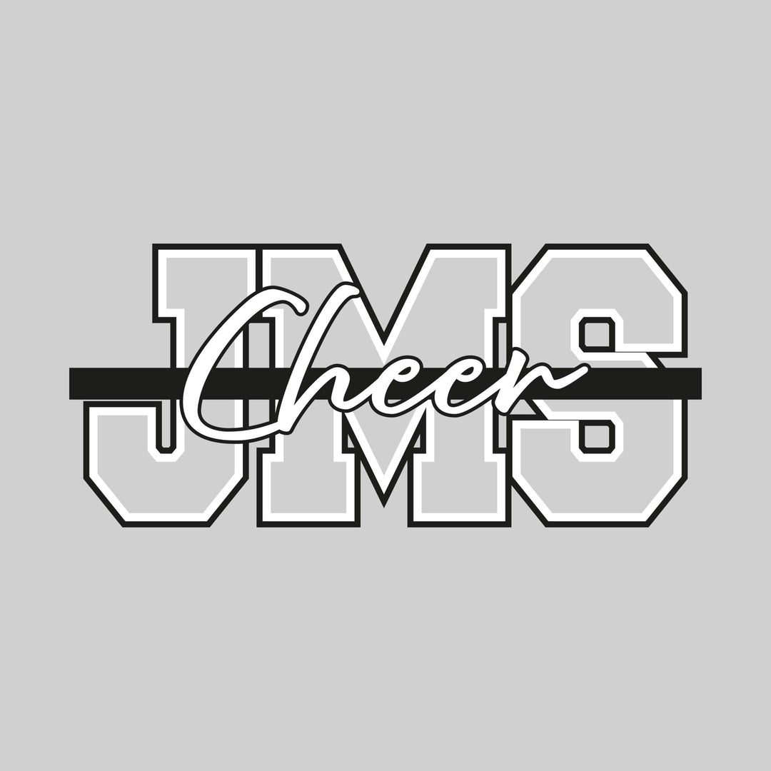 Jefferson Middle School - Cheer - JMS Outlined with Cursive Cheer and Color Bar