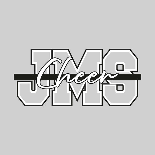 Jefferson Middle School - Cheer - JMS Outlined with Cursive Cheer and Color Bar