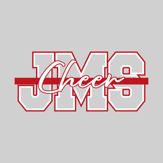 Jefferson Middle School - Cheer - JMS Outlined with Cursive Cheer and Color Bar