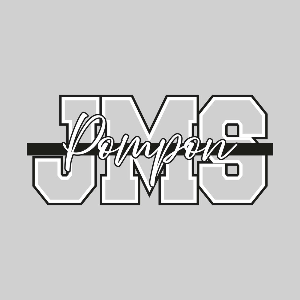 Jefferson Middle School - Poms - JMS Outlined with Cursive Pompon and Color Bar