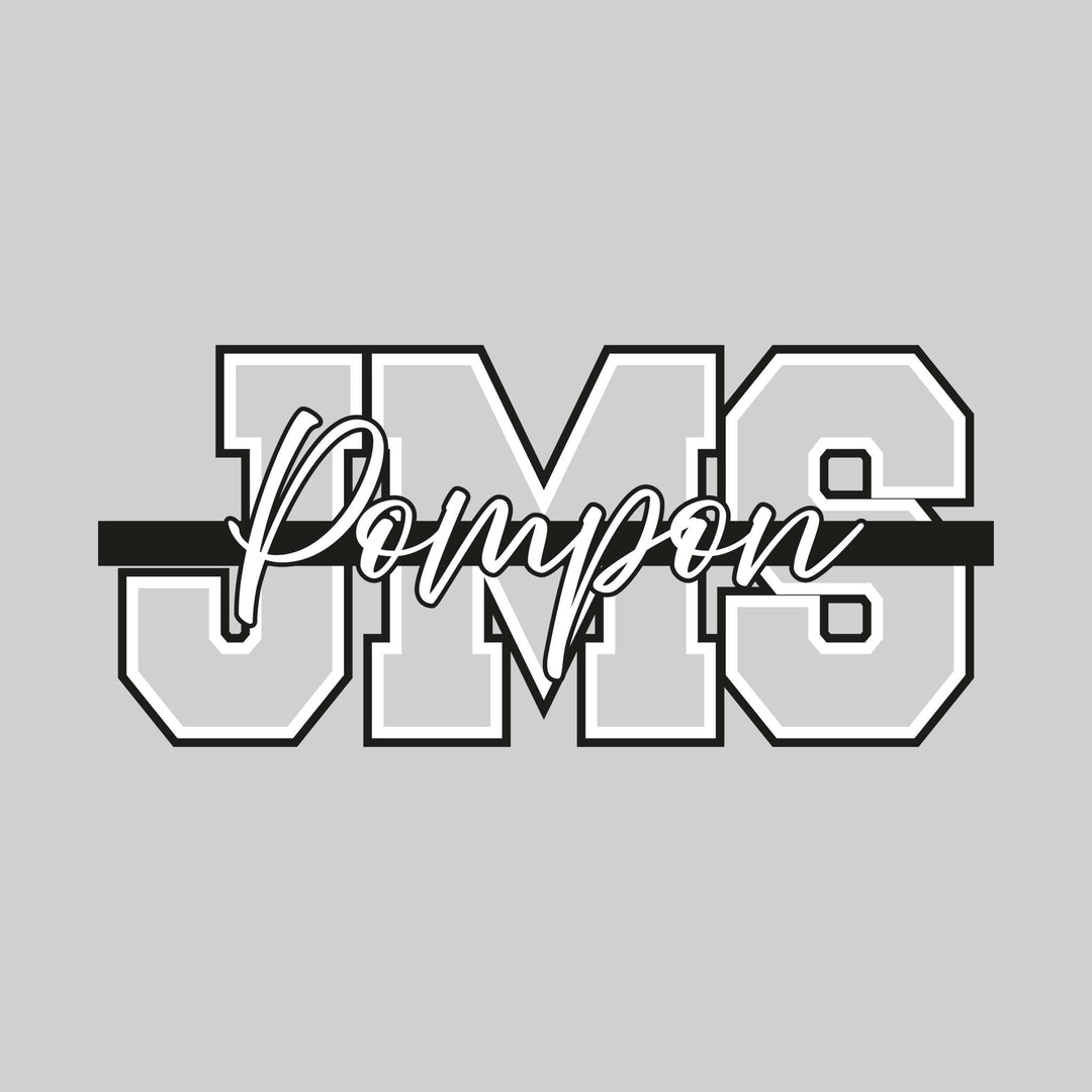 Jefferson Middle School - Poms - JMS Outlined with Cursive Pompon and Color Bar