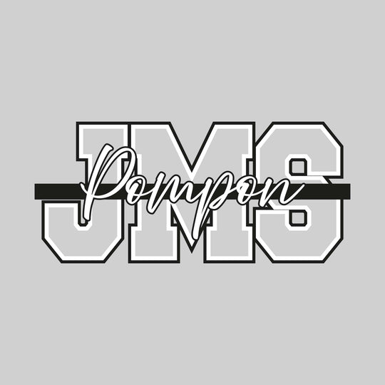 Jefferson Middle School - Poms - JMS Outlined with Cursive Pompon and Color Bar