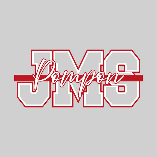 Jefferson Middle School - Poms - JMS Outlined with Cursive Pompon and Color Bar