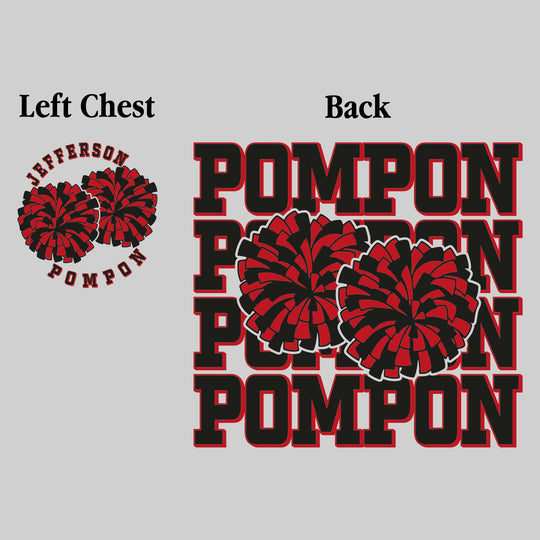 Jefferson Middle School - Poms - Pompon Repeated with Pompons - Black & Red