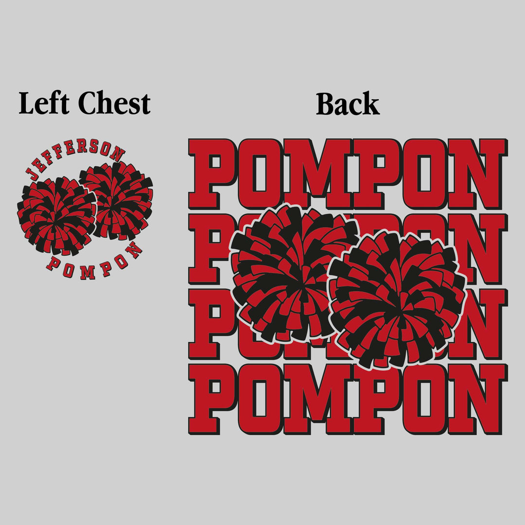 Jefferson Middle School - Poms - Pompon Repeated with Pompons - Black & Red