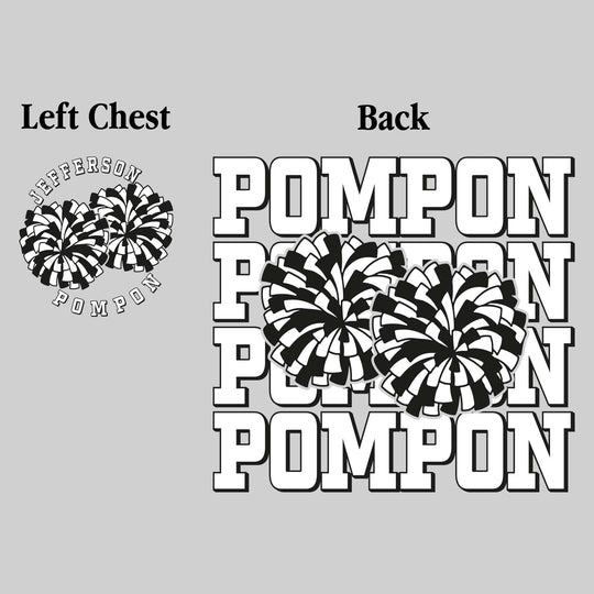 Jefferson Middle School - Poms - Pompon Repeated with Pompons - Black & Red