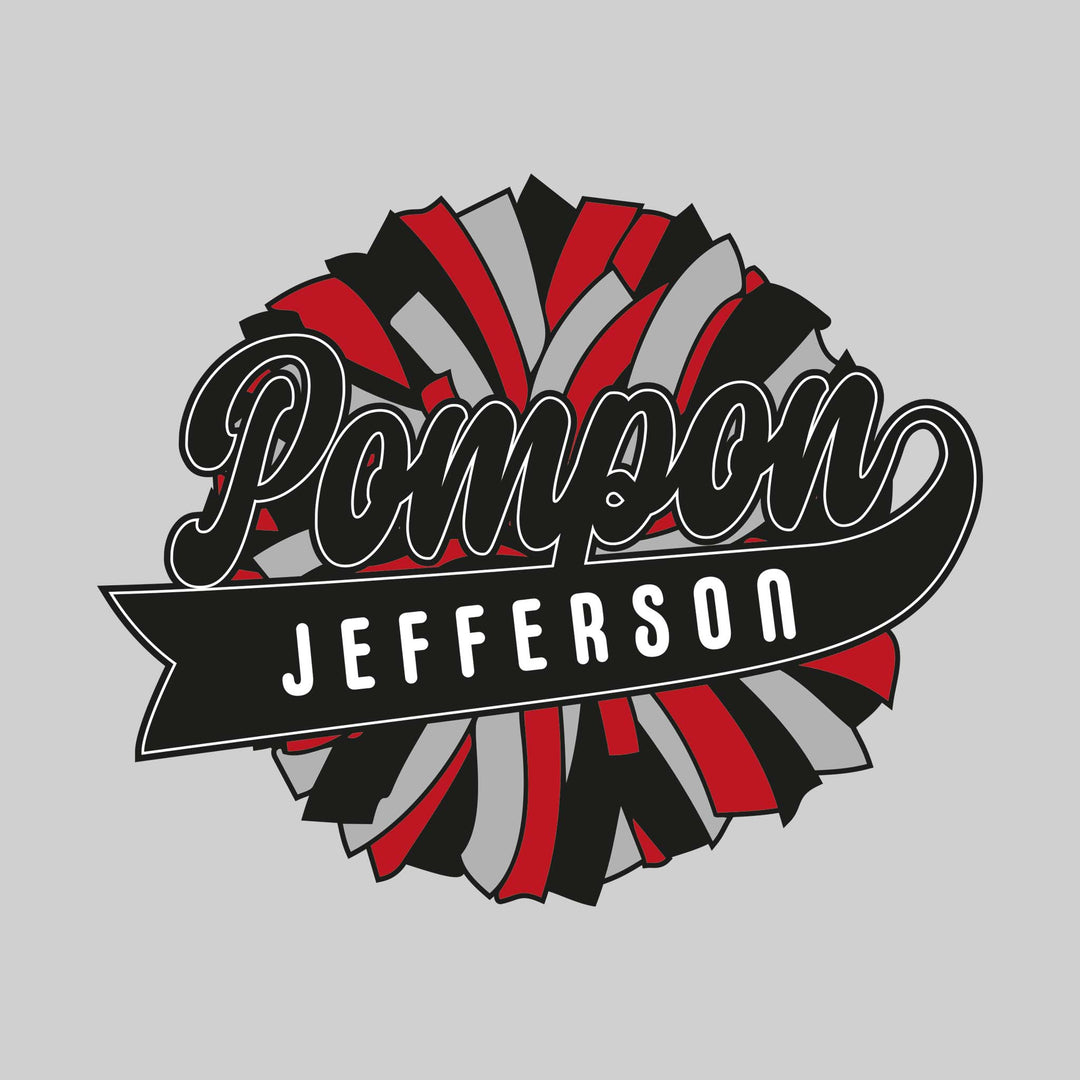Jefferson Middle School - Poms - Oversized Pom with Cursive Pompon and School Name