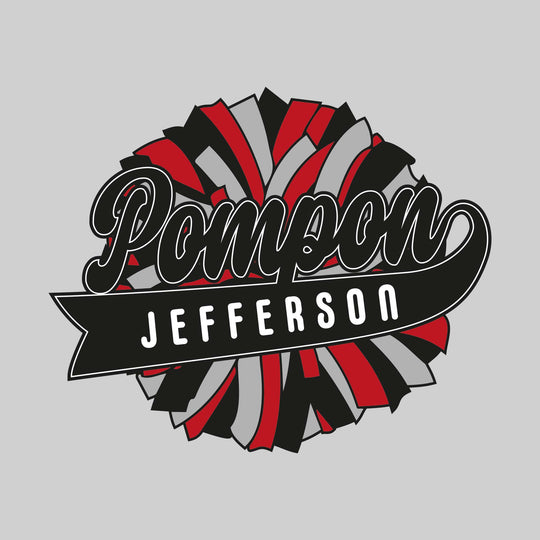 Jefferson Middle School - Poms - Oversized Pom with Cursive Pompon and School Name