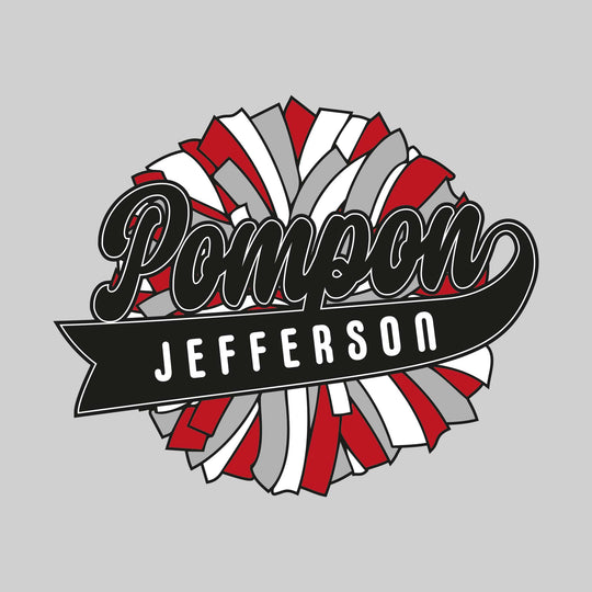 Jefferson Middle School - Poms - Oversized Pom with Cursive Pompon and School Name