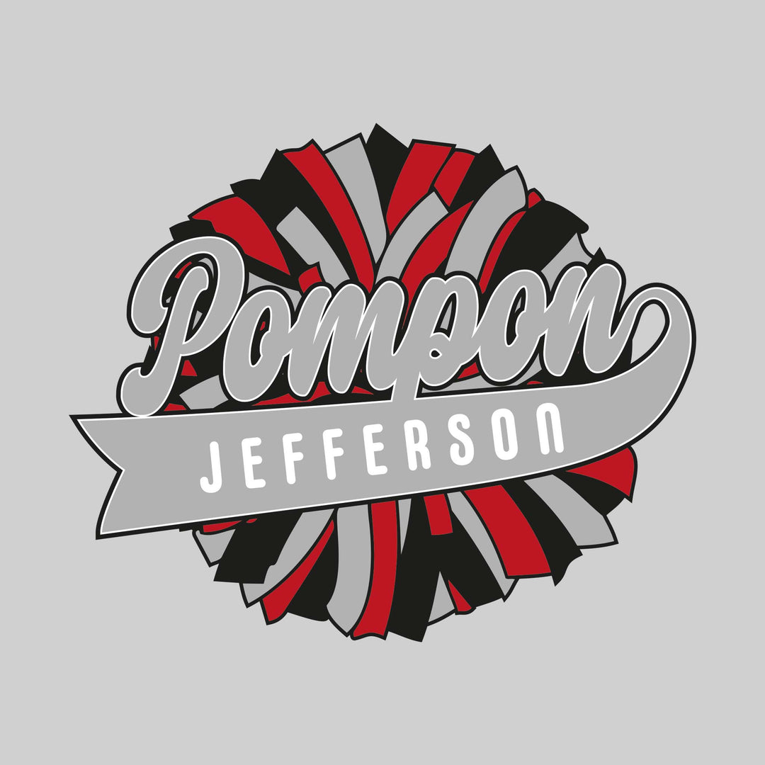 Jefferson Middle School - Poms - Oversized Pom with Cursive Pompon and School Name