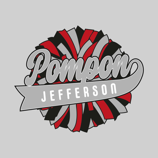 Jefferson Middle School - Poms - Oversized Pom with Cursive Pompon and School Name