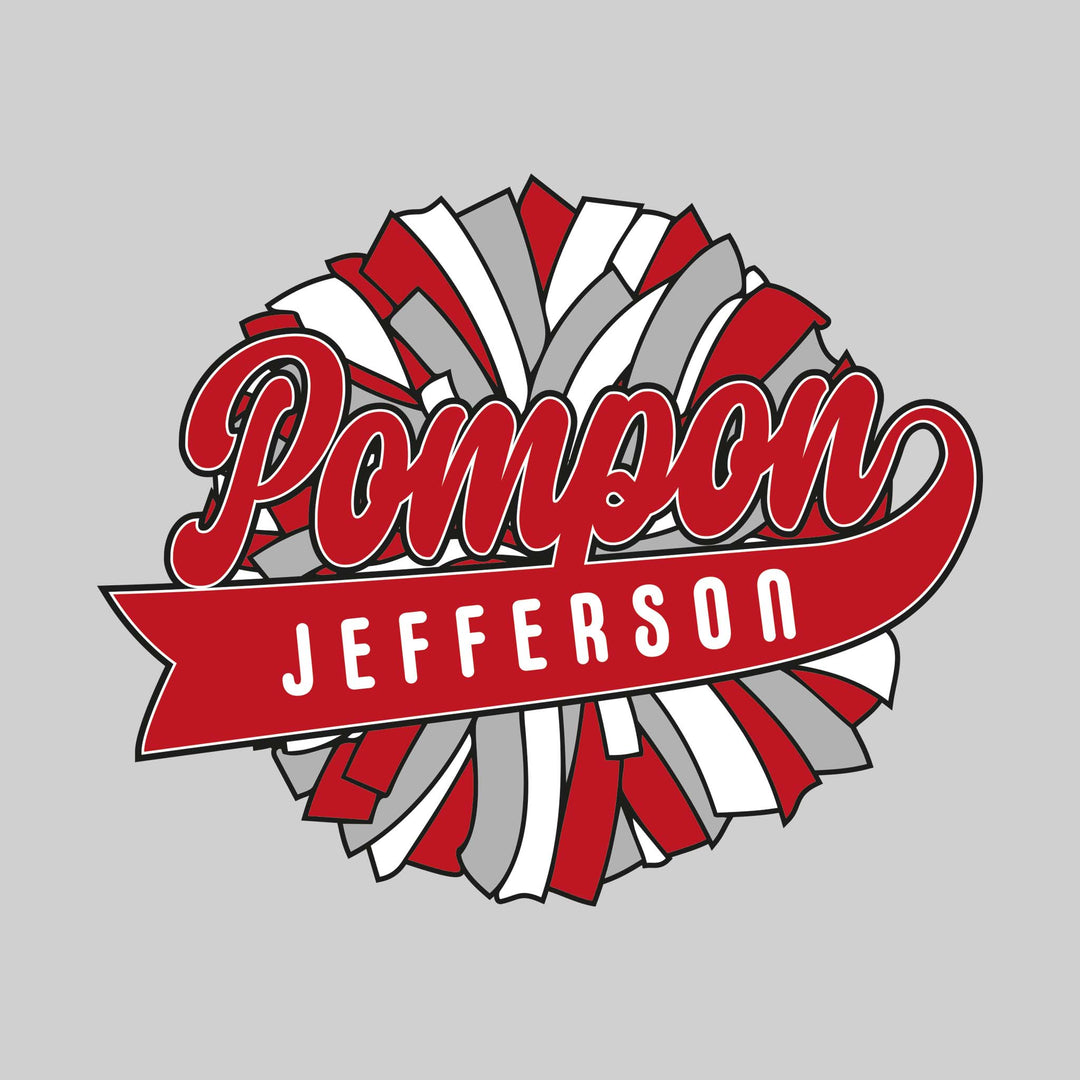 Jefferson Middle School - Poms - Oversized Pom with Cursive Pompon and School Name