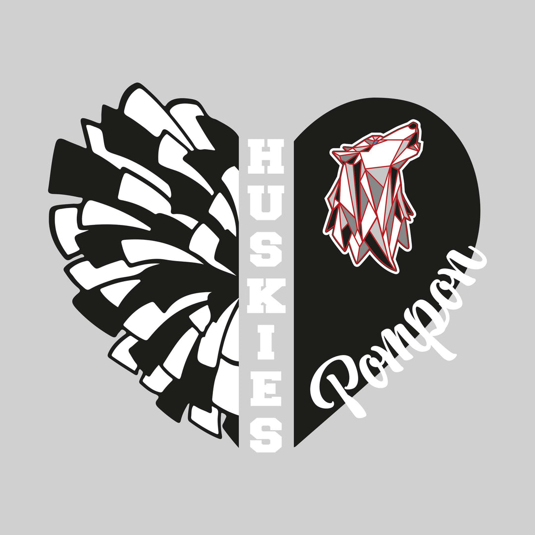 Jefferson Middle School - Poms - Pom Heart with Mascot