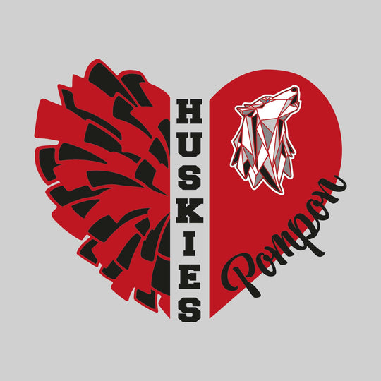 Jefferson Middle School - Poms - Pom Heart with Mascot