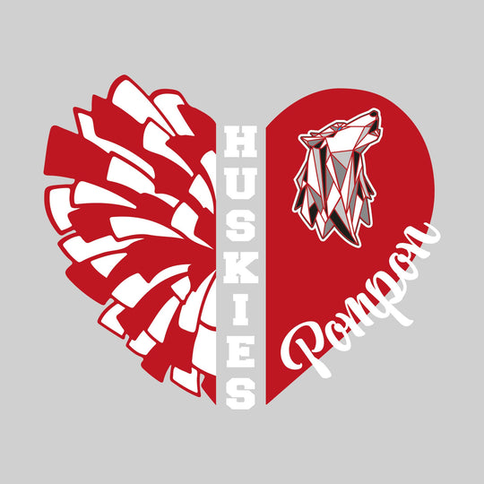 Jefferson Middle School - Poms - Pom Heart with Mascot