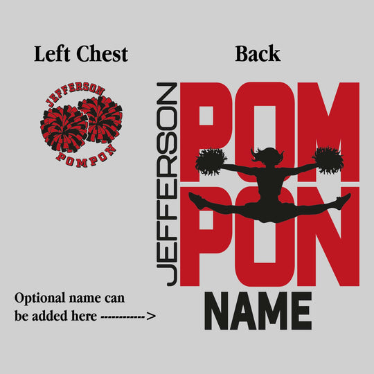 Jefferson Middle School - Poms - Pompon Stacked with Pommer Silhouette