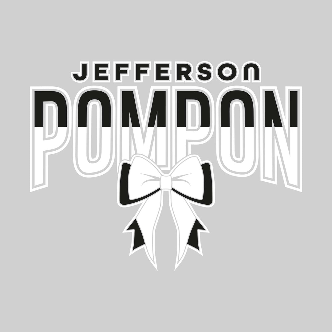 Jefferson Middle School - Poms - Split-Color Jefferson Pompon with Bow