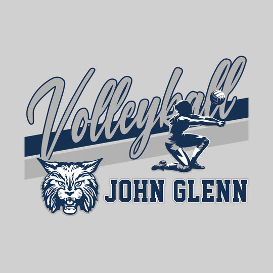 John Glenn Bobcarts - Volleyball - Angled Double Stripes with Player and Mascot