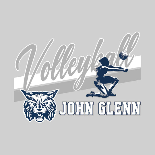 John Glenn Bobcarts - Volleyball - Angled Double Stripes with Player and Mascot