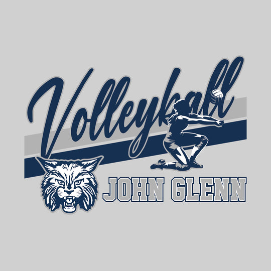 John Glenn Bobcarts - Volleyball - Angled Double Stripes with Player and Mascot