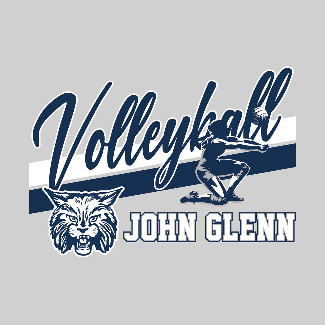 John Glenn Bobcarts - Volleyball - Angled Double Stripes with Player and Mascot