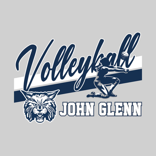 John Glenn Bobcarts - Volleyball - Angled Double Stripes with Player and Mascot