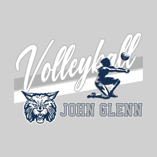 John Glenn Bobcarts - Volleyball - Angled Double Stripes with Player and Mascot