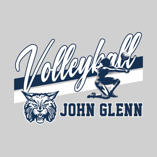 John Glenn Bobcarts - Volleyball - Angled Double Stripes with Player and Mascot