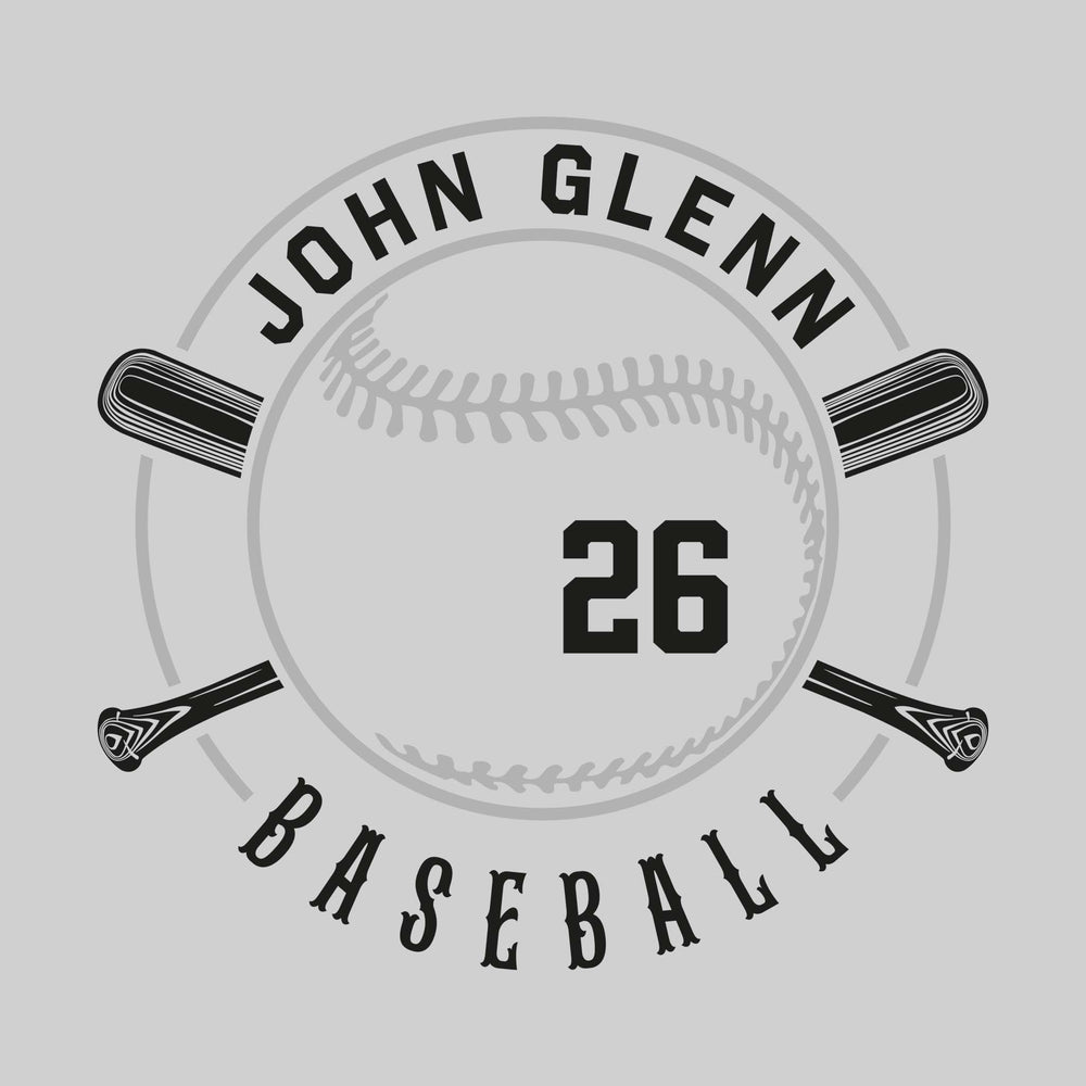 John Glenn Bobcats - Baseball - Crossed Bats with School Name and Baseball Stitches