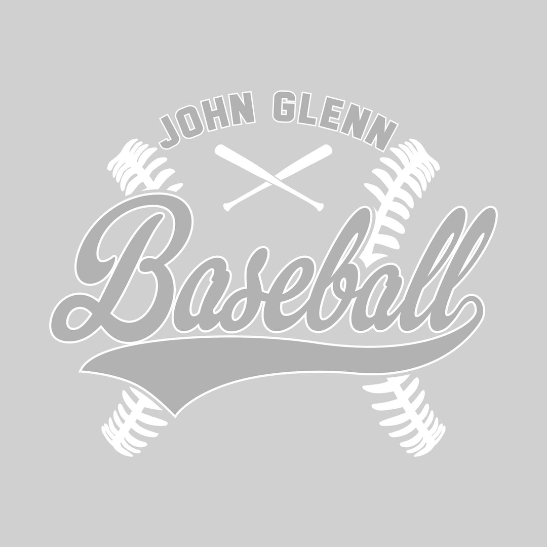 John Glenn Bobcats - Baseball - Cursive Baseball with Stitches & Crossed Bats