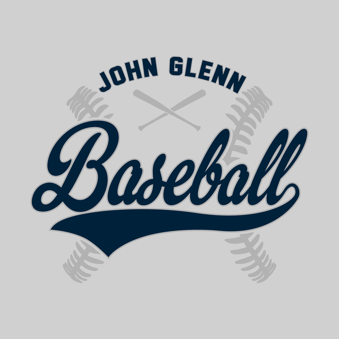 John Glenn Bobcats - Baseball - Cursive Baseball with Stitches & Crossed Bats