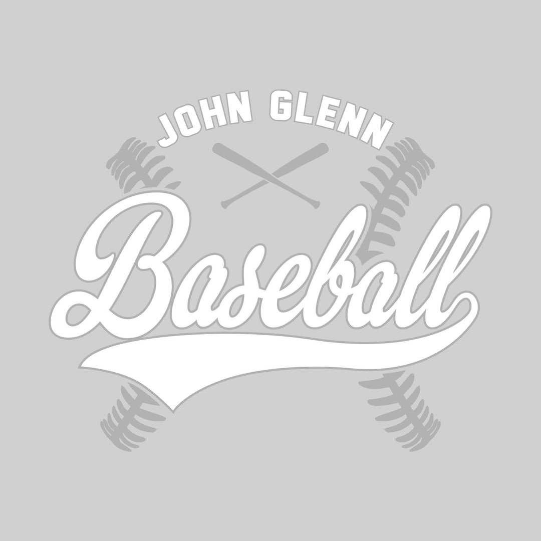 John Glenn Bobcats - Baseball - Cursive Baseball with Stitches & Crossed Bats
