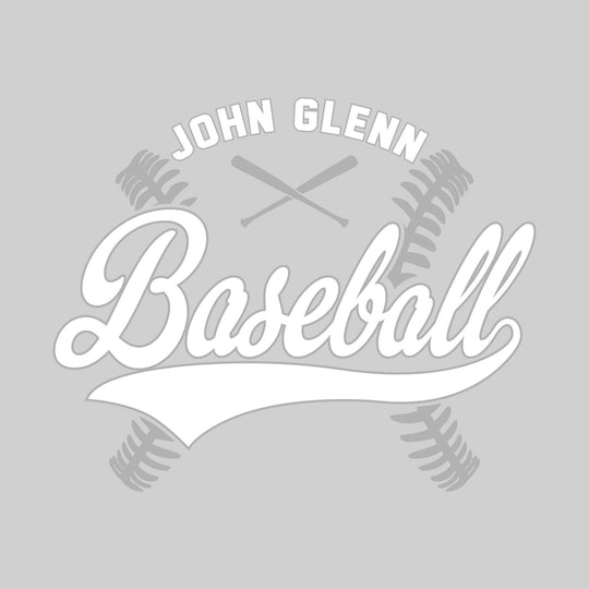 John Glenn Bobcats - Baseball - Cursive Baseball with Stitches & Crossed Bats