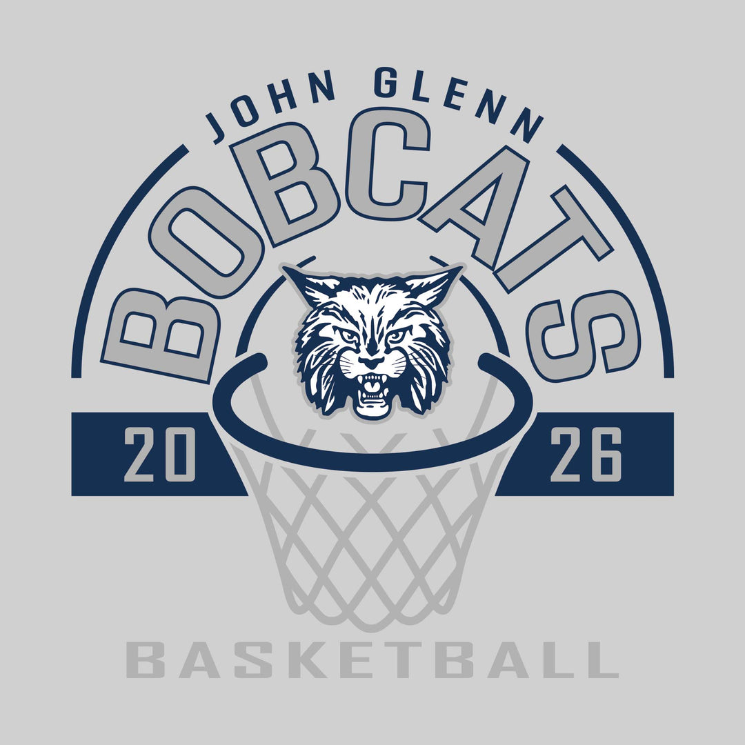 John Glenn Bobcats - Basketball - Arched Text with Center Mascot and Rim