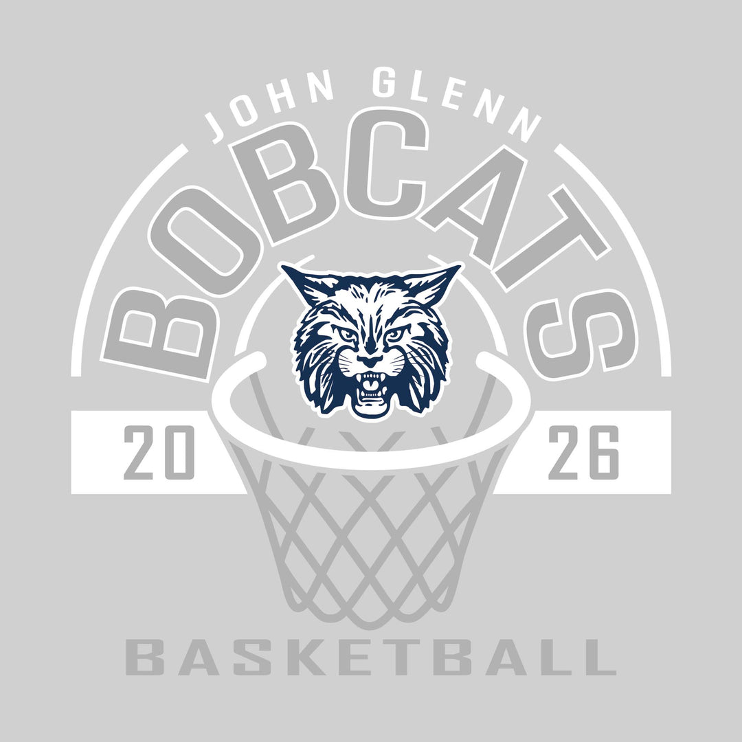 John Glenn Bobcats - Basketball - Arched Text with Center Mascot and Rim