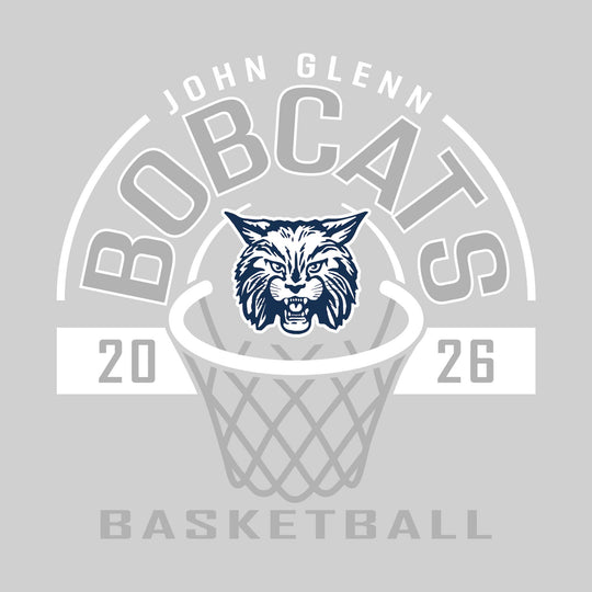 John Glenn Bobcats - Basketball - Arched Text with Center Mascot and Rim