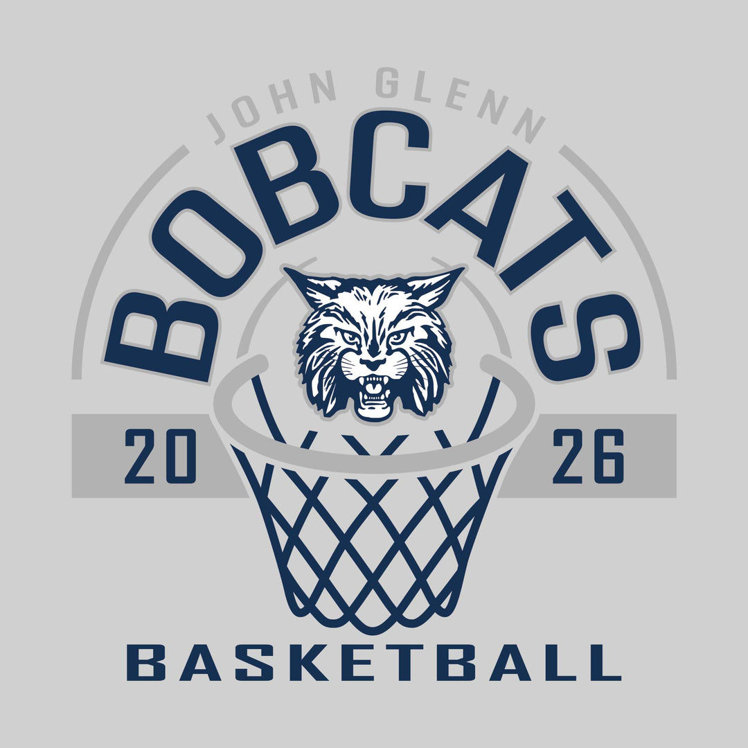 John Glenn Bobcats - Basketball - Arched Text with Center Mascot and Rim