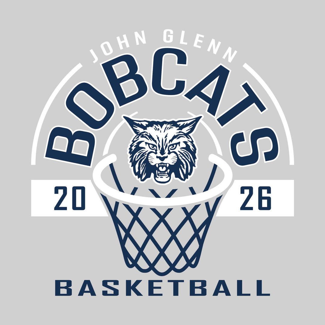 John Glenn Bobcats - Basketball - Arched Text with Center Mascot and Rim