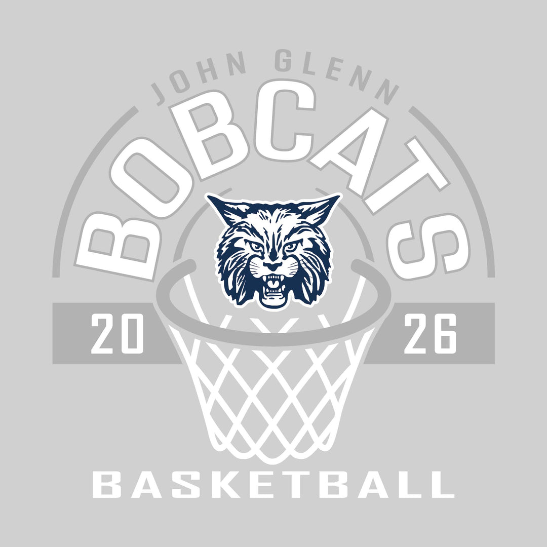 John Glenn Bobcats - Basketball - Arched Text with Center Mascot and Rim