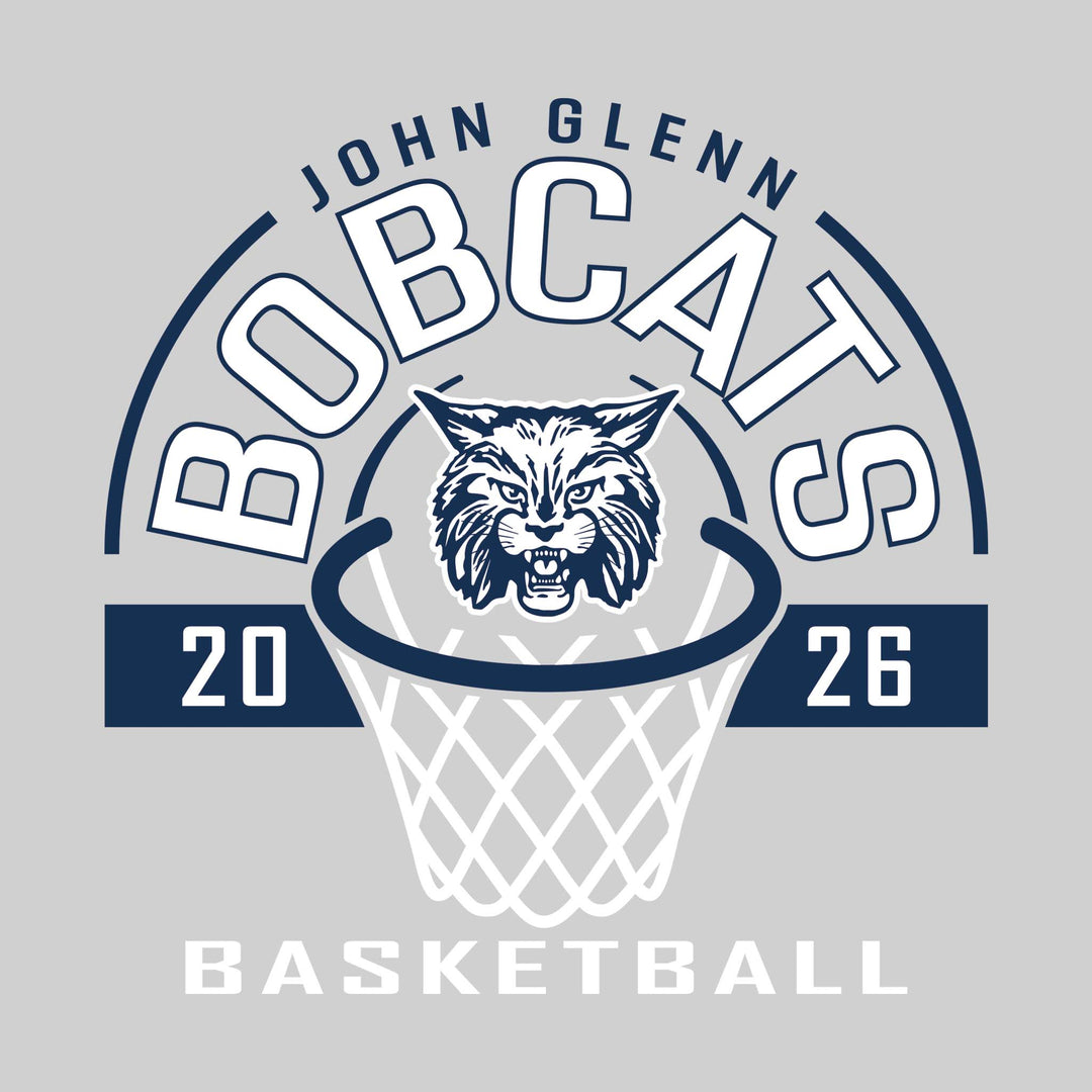 John Glenn Bobcats - Basketball - Arched Text with Center Mascot and Rim